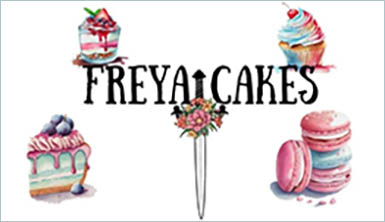 Freya Cakes logo and cakes